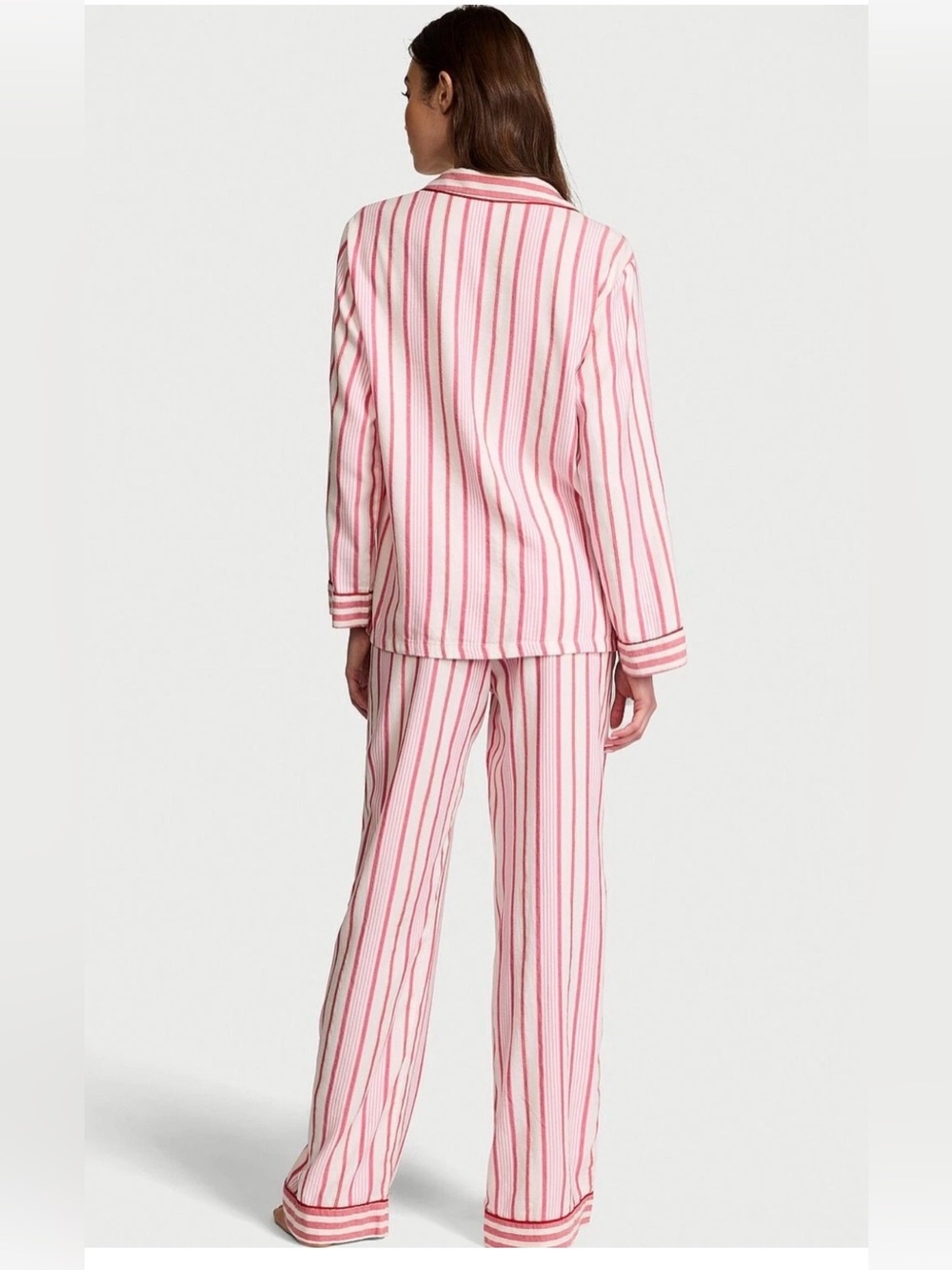Victoria's Secret VICTORIA Pink CANDY CANE Holiday FLANNEL PAJAMAS Medium Short - Picture 3 of 16